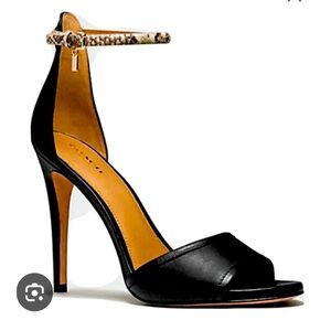 Coach Juliette Matte calf/strap print snake heels